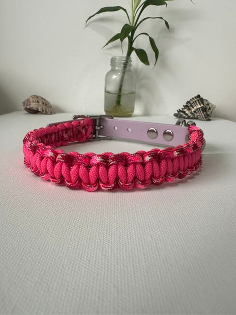 Pink Passion - Handmade Paracord & BioThane® Collar (Small)