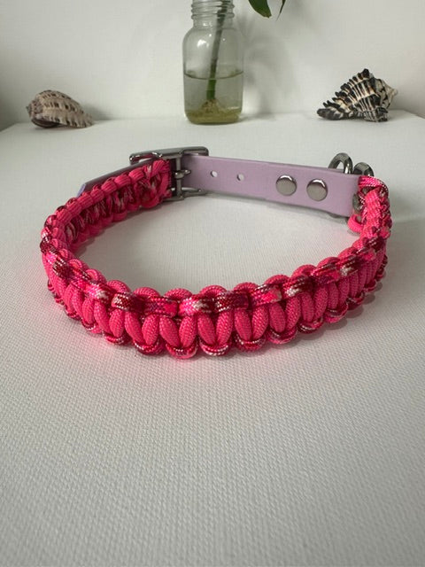Pink Passion - Handmade Paracord & BioThane® Collar (Small)
