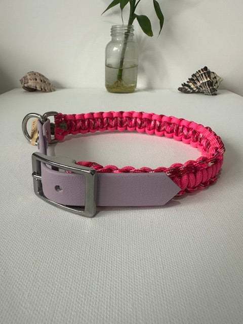 Pink Passion - Handmade Paracord & BioThane® Collar (Small)