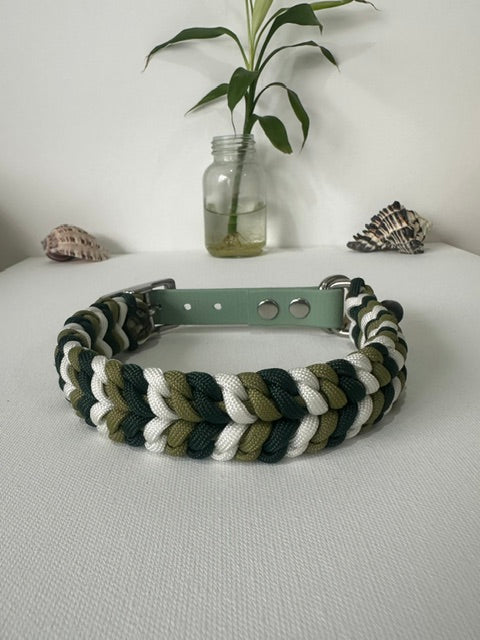 Forest Whisper - Handmade Paracord & BioThane® Collar (Small)