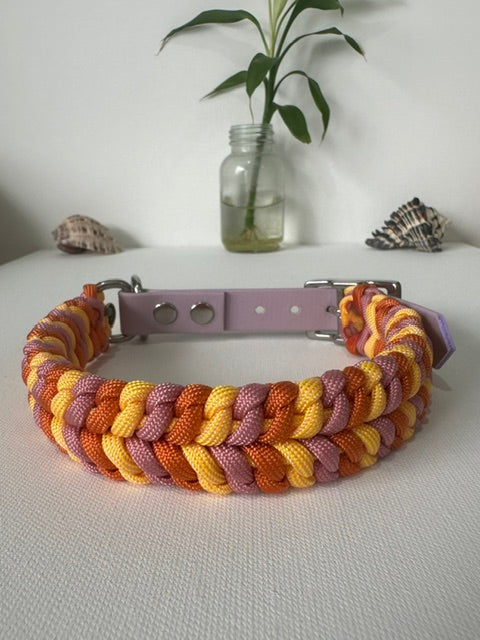 Sunrise - Handmade Paracord & BioThane® Collar (Small)