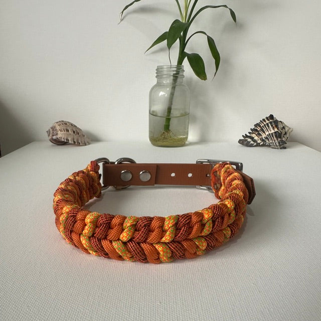 Autumn Leaves - Handmade Paracord & BioThane® Collar (Small)