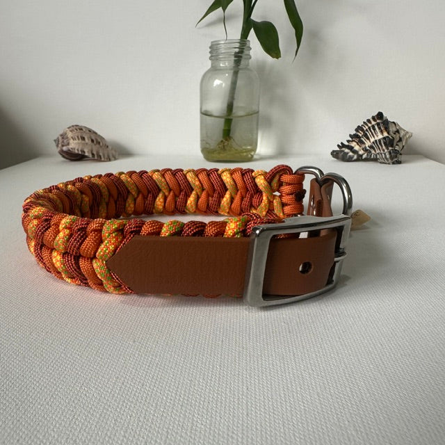 Autumn Leaves - Handmade Paracord & BioThane® Collar (Small)