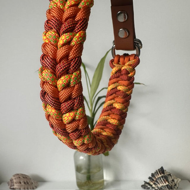 Autumn Leaves - Handmade Paracord & BioThane® Collar (Small)